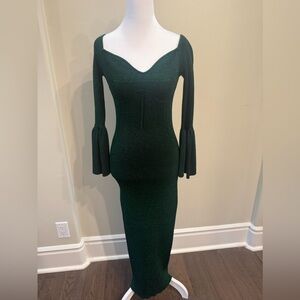 Elegant Green Knit Dress self portrait